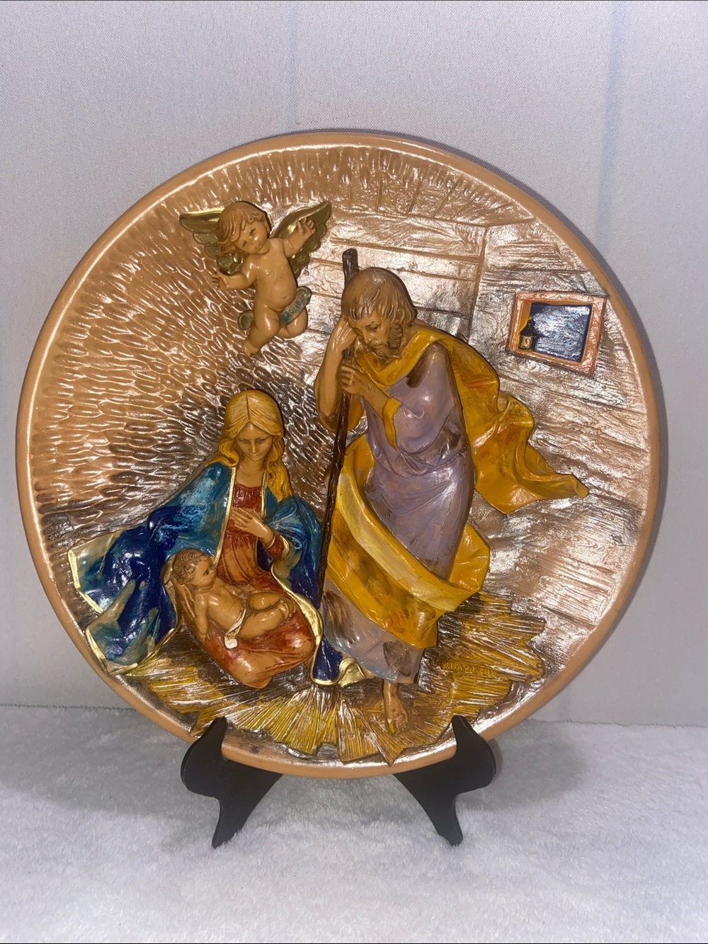 Fontanini Christmas plate “ a king is born” 3D made in Italy